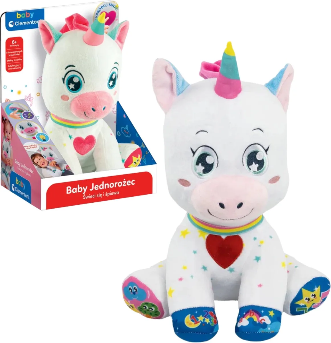 Lieve interactieve pluche eenhoorn licht en zingt Poolse taal Clementoni 50937 - UNI van Clementoni in Meerkleurig – productfoto