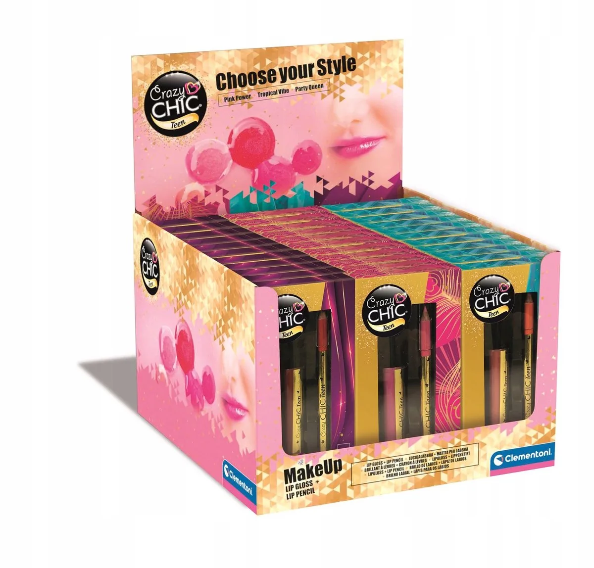 Merkloos Roze Glans Lipgloss & Lipliner Set voor Kinderen von Clementoni in Multi-colored – Produktfoto