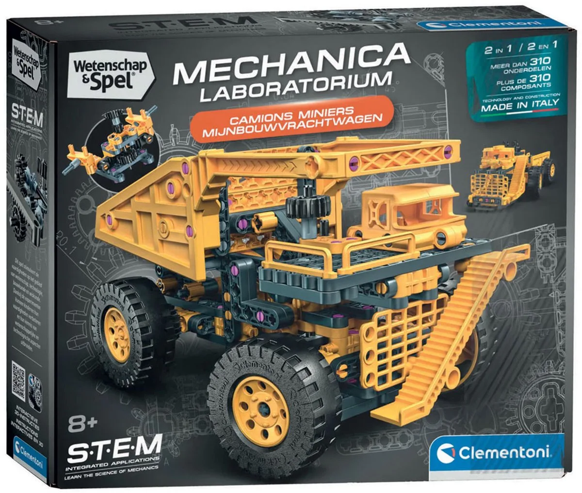 Mijnbouwtruck - 2-in-1 Vrachtwagen Bouwpakket met Kiepbak en Werkend Stuur - STEM Mechanica Speelgoed - Wetenschap en Spel voor Kinderen van Clementoni in Meerkleurig – productfoto