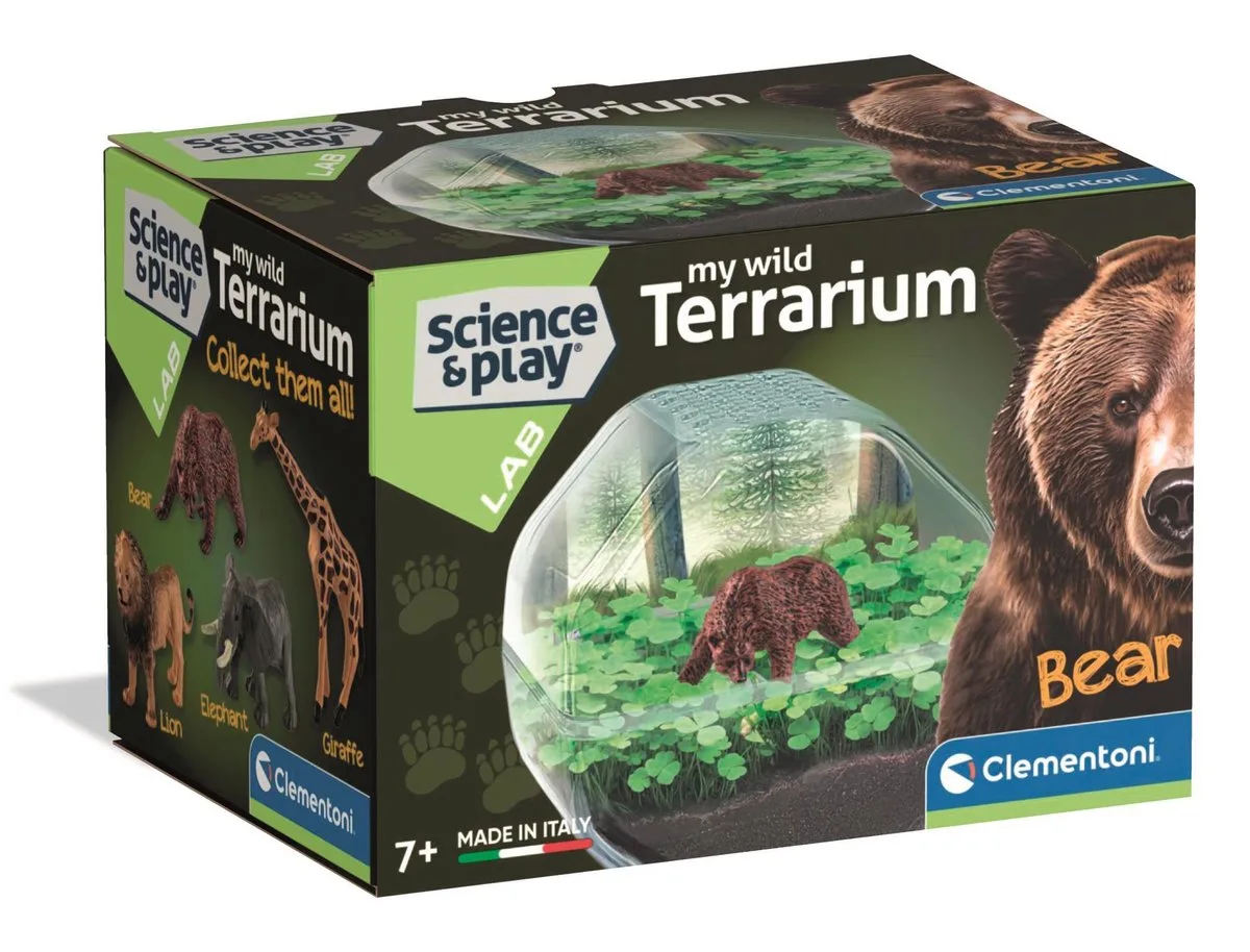 Mini Terrarium Beer - Dieren Speelgoed met Echte Planten - Zaden en Plantjes Kweken en Knutselen - Wetenschap en Spel voor Kinderen de Clementoni en Multicolore – photo du produit