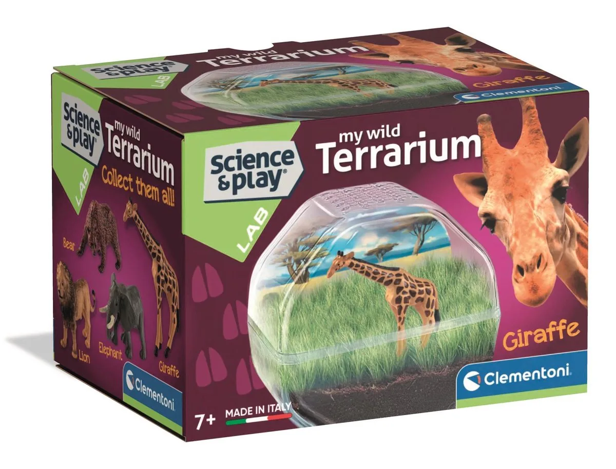 Mini Terrarium Giraffe - Dieren Speelgoed met Echte Planten - Zaden en Plantjes Kweken en Knutselen - Wetenschap en Spel voor Kinderen von Clementoni in Mehrfarbig – Produktfoto