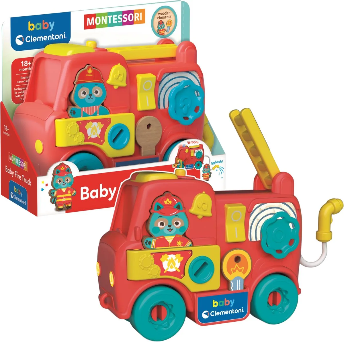 Montessori brandweerwagen houten elementen – Clementoni 17595 - UNI fra Clementoni i Flerfarvet – produktbillede