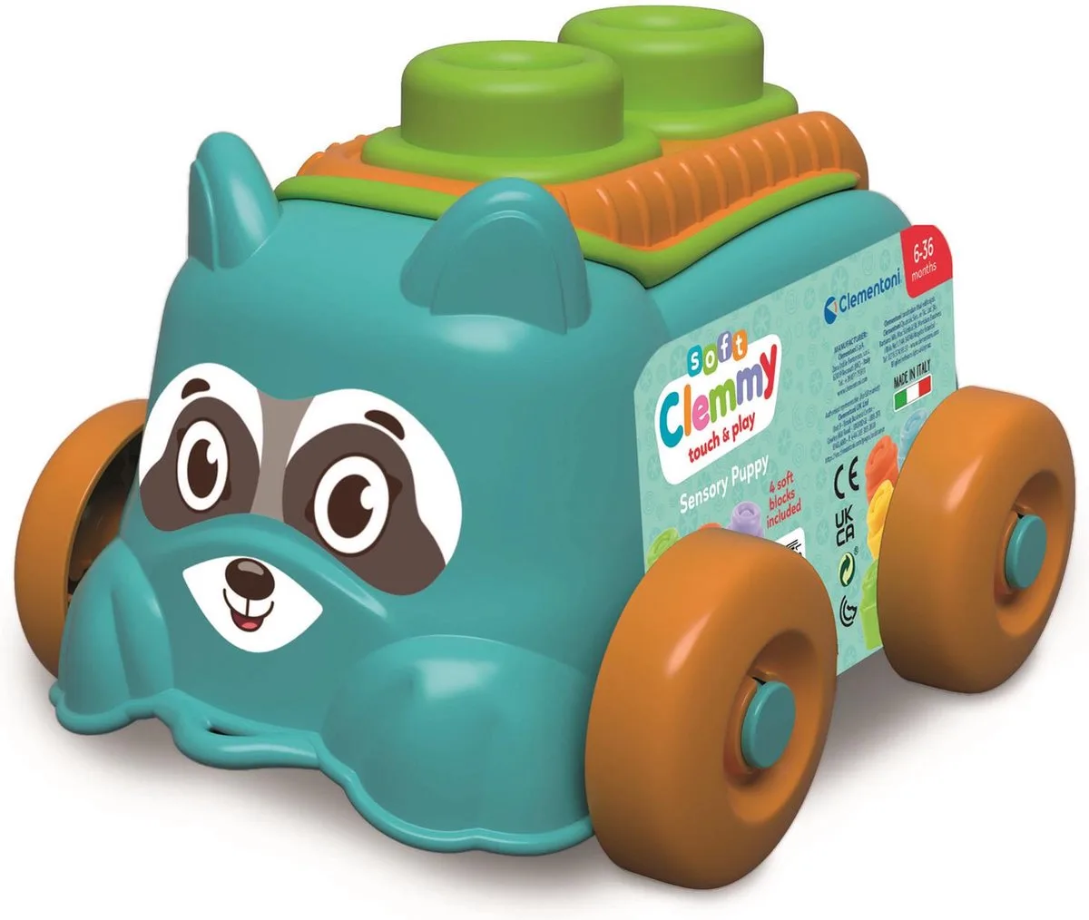 Soft Clemmy - Emmer met Bouwset en Hondje - Zachte Stapelblokken - Speelgoed voor Baby’s vanaf 6 maanden van Clementoni in Meerkleurig – productfoto