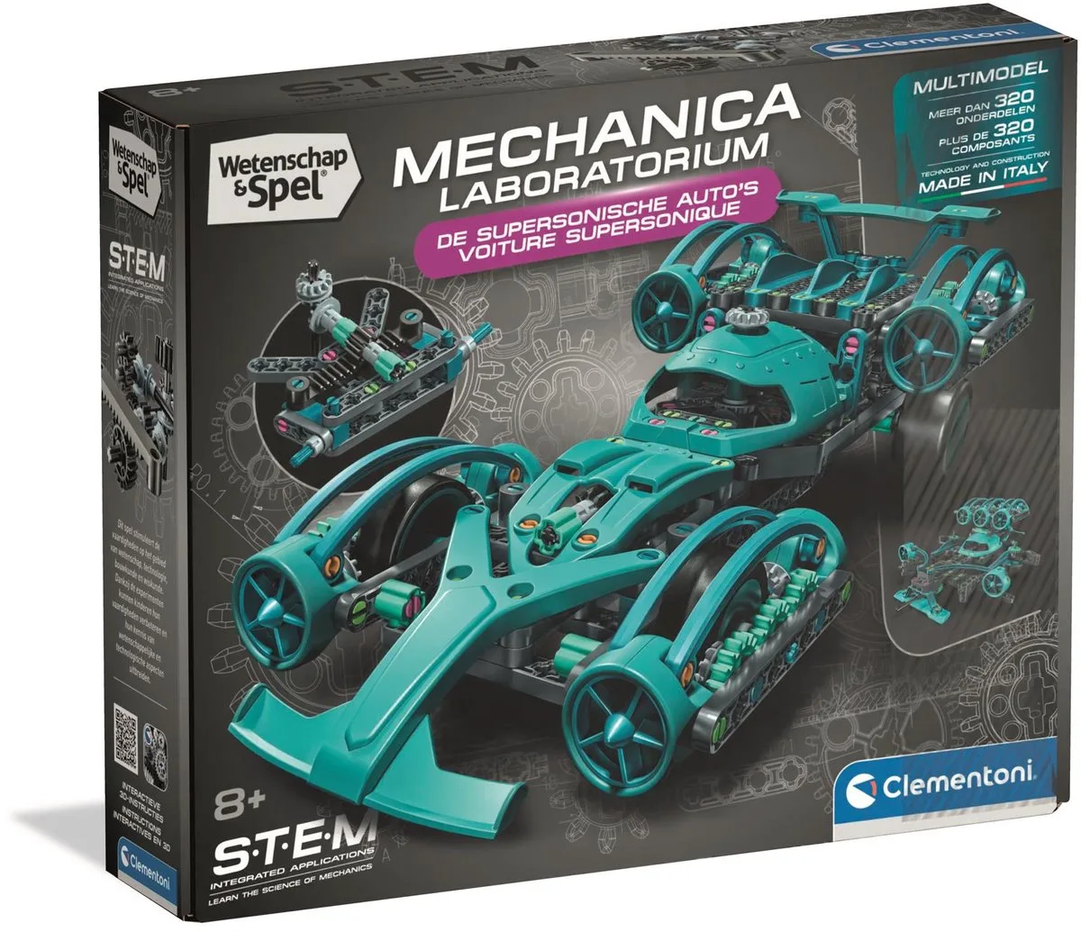 Supersonic Car - 2-in-1 Race Auto Bouwpakket met 4 Turbines - STEM Mechanica Speelgoed - Wetenschap en Spel voor Kinderen vanaf 8 Jaar van Clementoni in Meerkleurig – productfoto