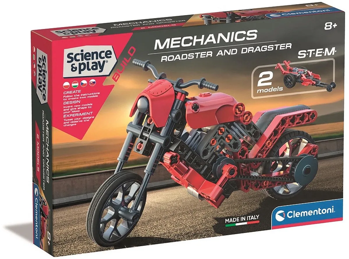 Voertuig Roadster en Dragster Motorfiets en Raceauto Bouwkit Clementoni de Clementoni en Rouge – photo du produit