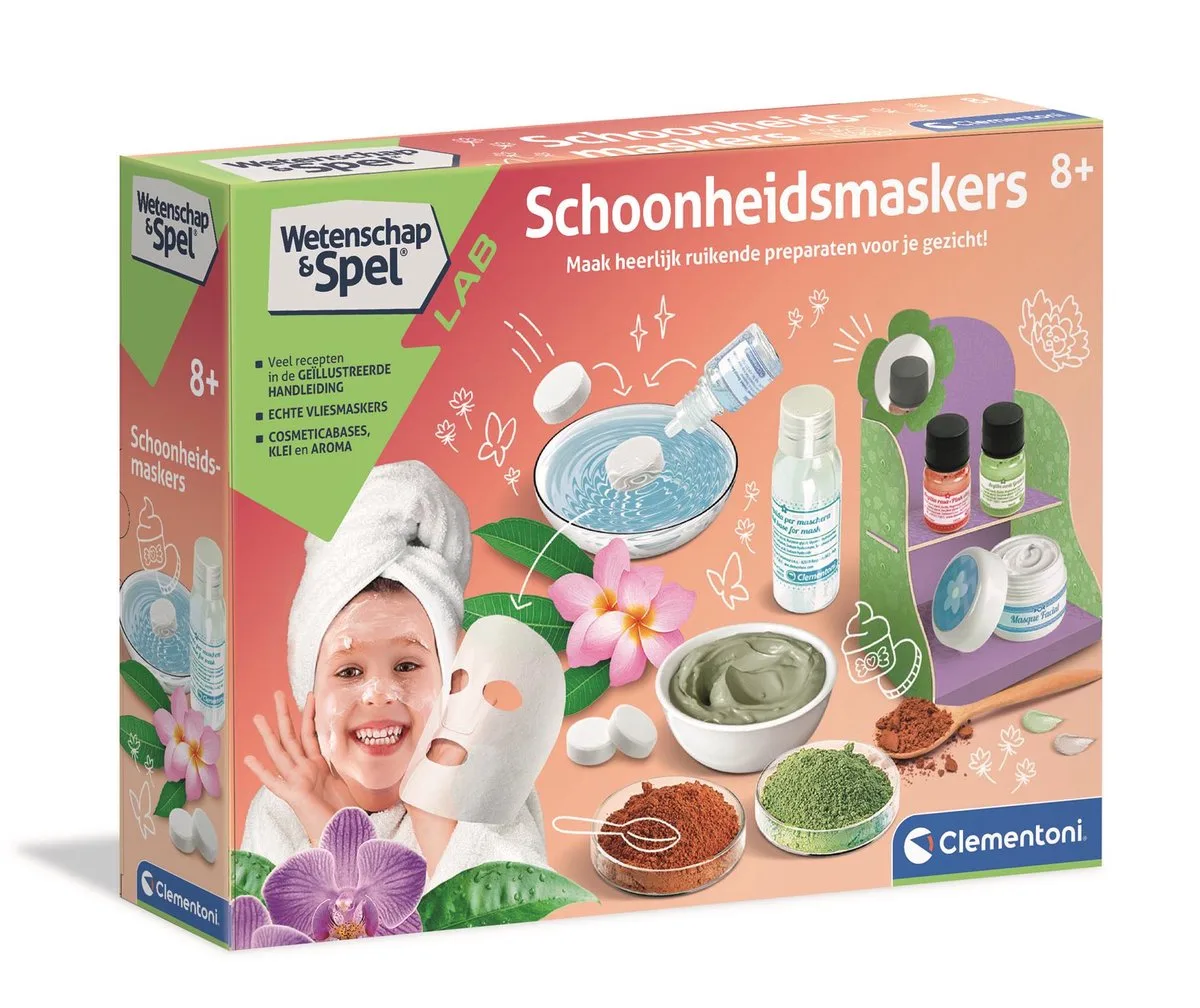 Wetenschap en Spel – Beautyset Kinderen – Knutselpakket Meisjes en Jongens – 8+ jaar by Clementoni in Schoonheidsmaskers – product photo