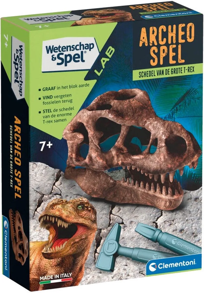 Wetenschap & Spel - Archeo Spel - Schedel van de Grote T-Rex - Dinosaurus Speelgoed - Vanaf 7 jaar by Clementoni in Blue – product photo