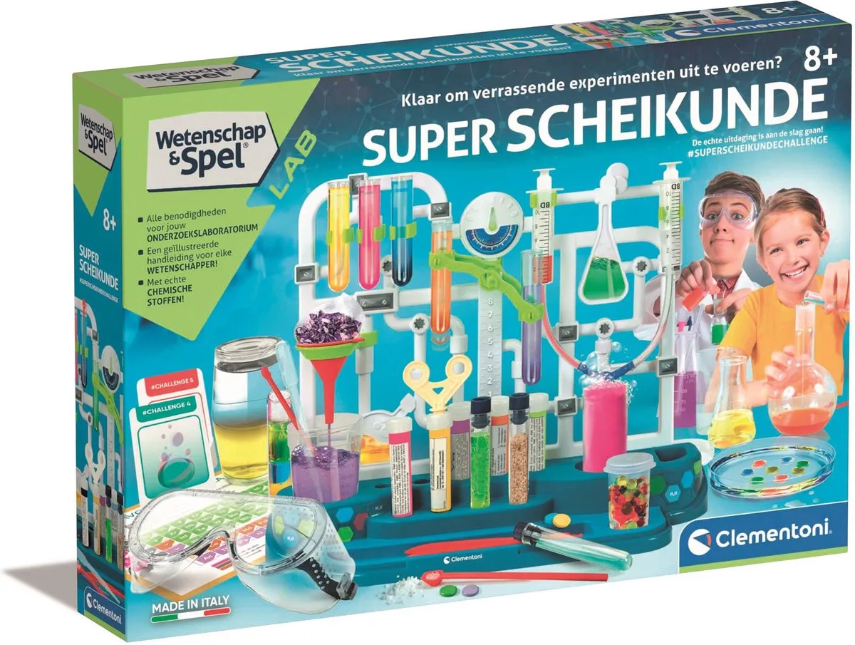 Wetenschap & Spel – Experimenteerdoos met vele Experimenten - Laboratorium Speelgoed - 8+ Jaar von Clementoni in Super Scheikunde – Produktfoto
