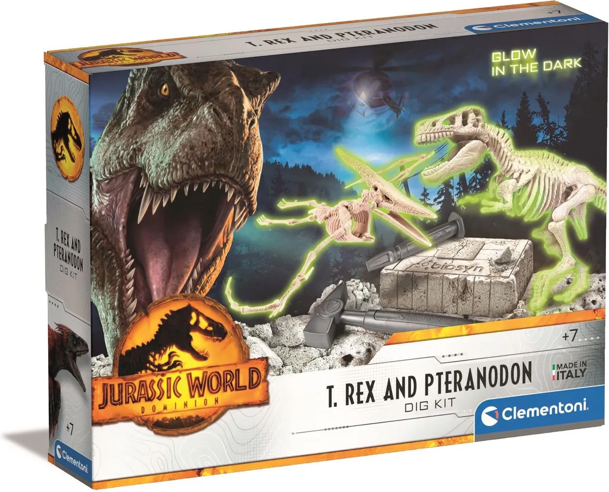 Wetenschap & Spel, Jurassic World - 3, Dinosaurussen Set Trex- Pteranodonte, 6+ Jaar, 19205 från Clementoni i Flerfärgad – produktbild