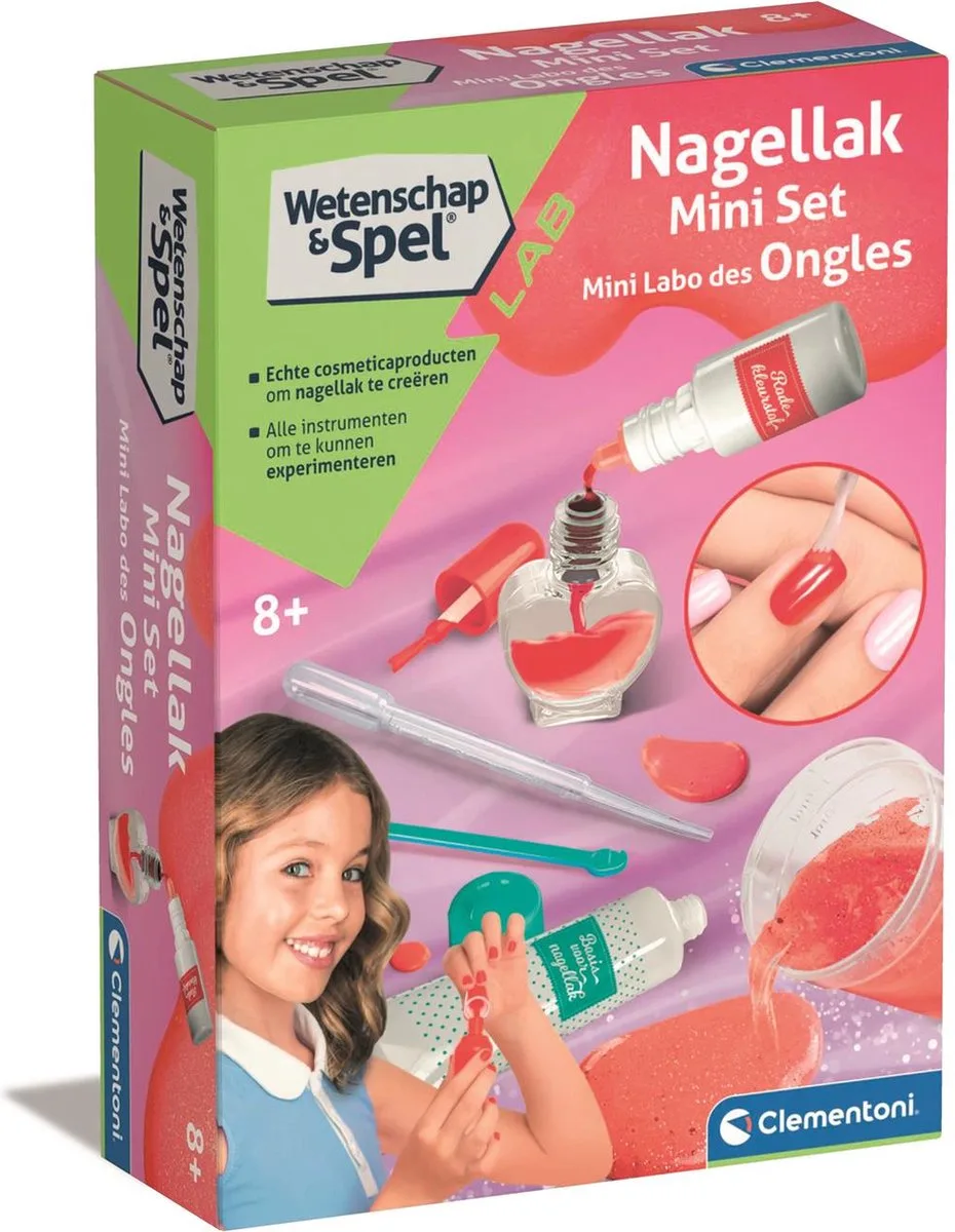 Wetenschap & Spel - Nagellak - Experimenteerdoos - Lipgloss voor Kinderen - Vanaf 8 Jaar fra Clementoni i Lyserød – produktbillede