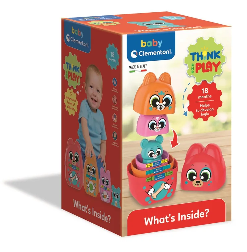 What's Inside? Stapelfiguren - Stapelbekers Matroesjka Dieren Set - Educatief Montessori en Sensorisch Baby Speelgoed - Stapelen & Sorteren by Clementoni in Multicolour – product photo