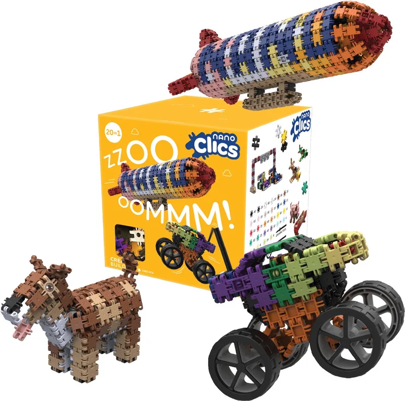 Nano Clics – Builders 1000 Piece Set – 20 in 1 Bouwblokken – SPEELGOED Gemaakt Van 100% RECYCLED Plastic – Speelgoed 8, 9, 10, 11, 12 jaar – Constructie Speelgoed by Clics in Creative – product photo
