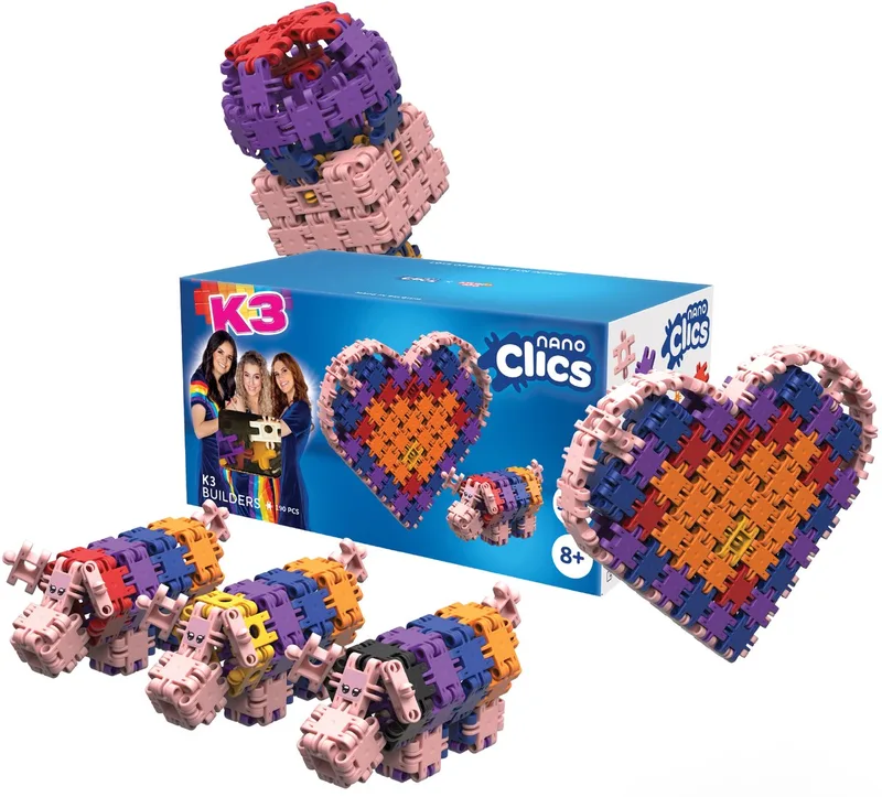 Nano Clics – Builders 190 Piece Set – 5 in 1 Bouwblokken – SPEELGOED Gemaakt Van 100% RECYCLED Plastic – Speelgoed 8, 9, 10, 11, 12 jaar – Constructie Speelgoed by Clics in K3 – product photo