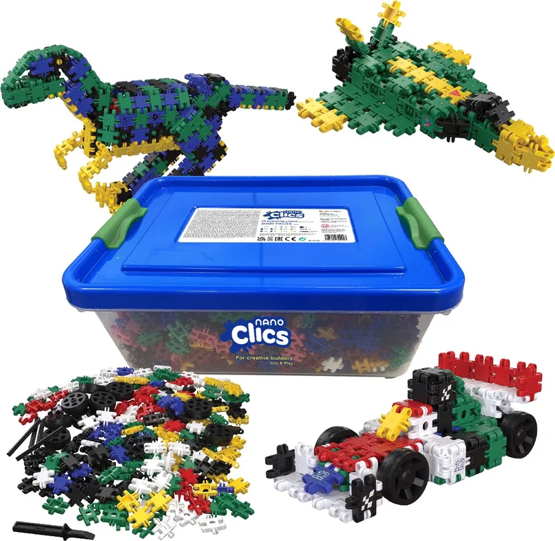Nano Clics – Builders 2000 Piece Set – 15 in 1 Bouwblokken – SPEELGOED Gemaakt Van 100% RECYCLED Plastic – Speelgoed 8, 9, 10, 11, 12 jaar – Constructie Speelgoed de Clics en Creative – photo du produit