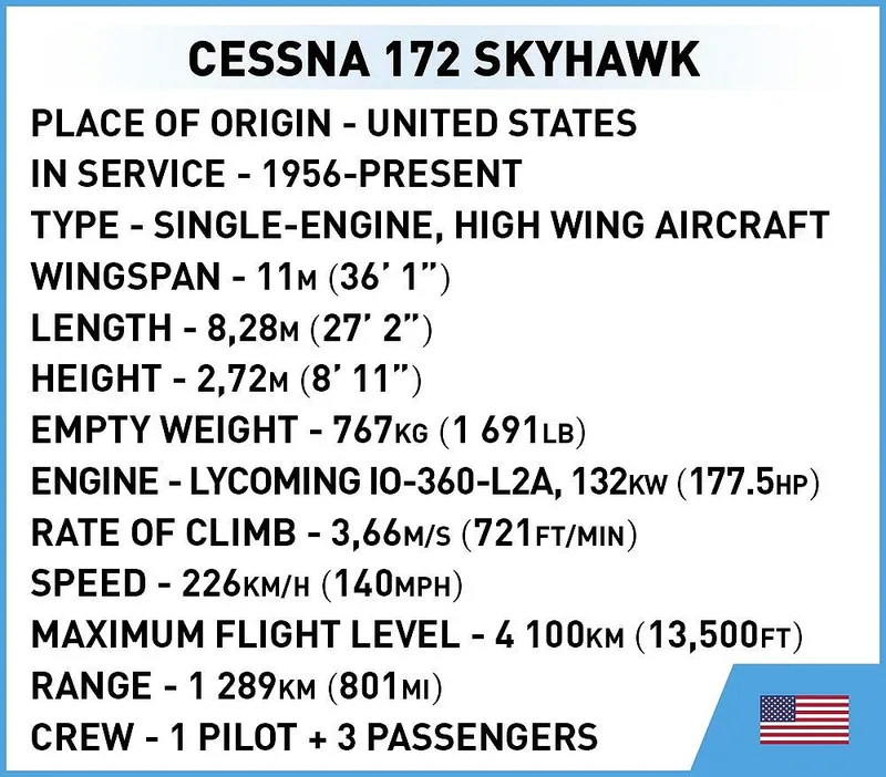 26622 Cessna 172 Skyhawk-White-Blue by COBI – product photo 4 of 4