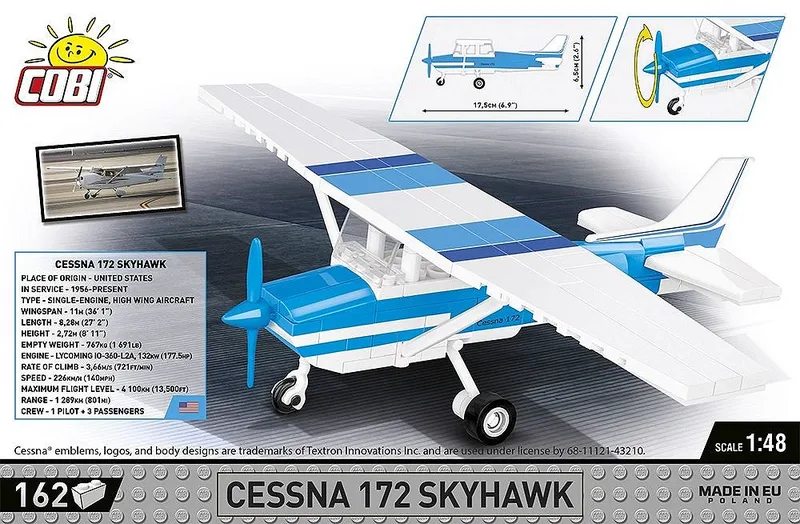 26622 Cessna 172 Skyhawk-White-Blue by COBI – interior photo 3 of 4