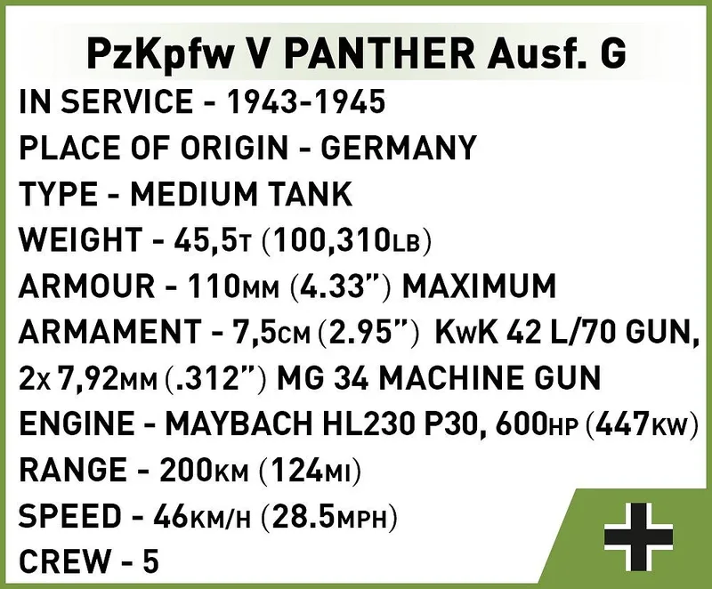 2713 PzKpfw V Panther Ausf. G fra COBI – produktbillede 4 af 4
