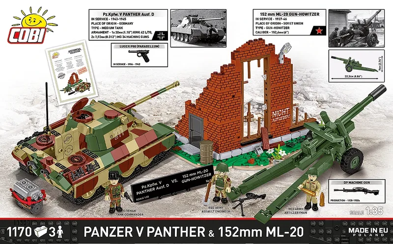 3144 Panzer V Panther vs 152 mm ML20 - Limited Edition by COBI – interior photo 3 of 4
