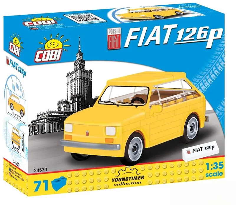 Youngtimer Bouwpakket Fiat 126p 1:35 71-delig 24530 fra COBI i Geel – produktbillede