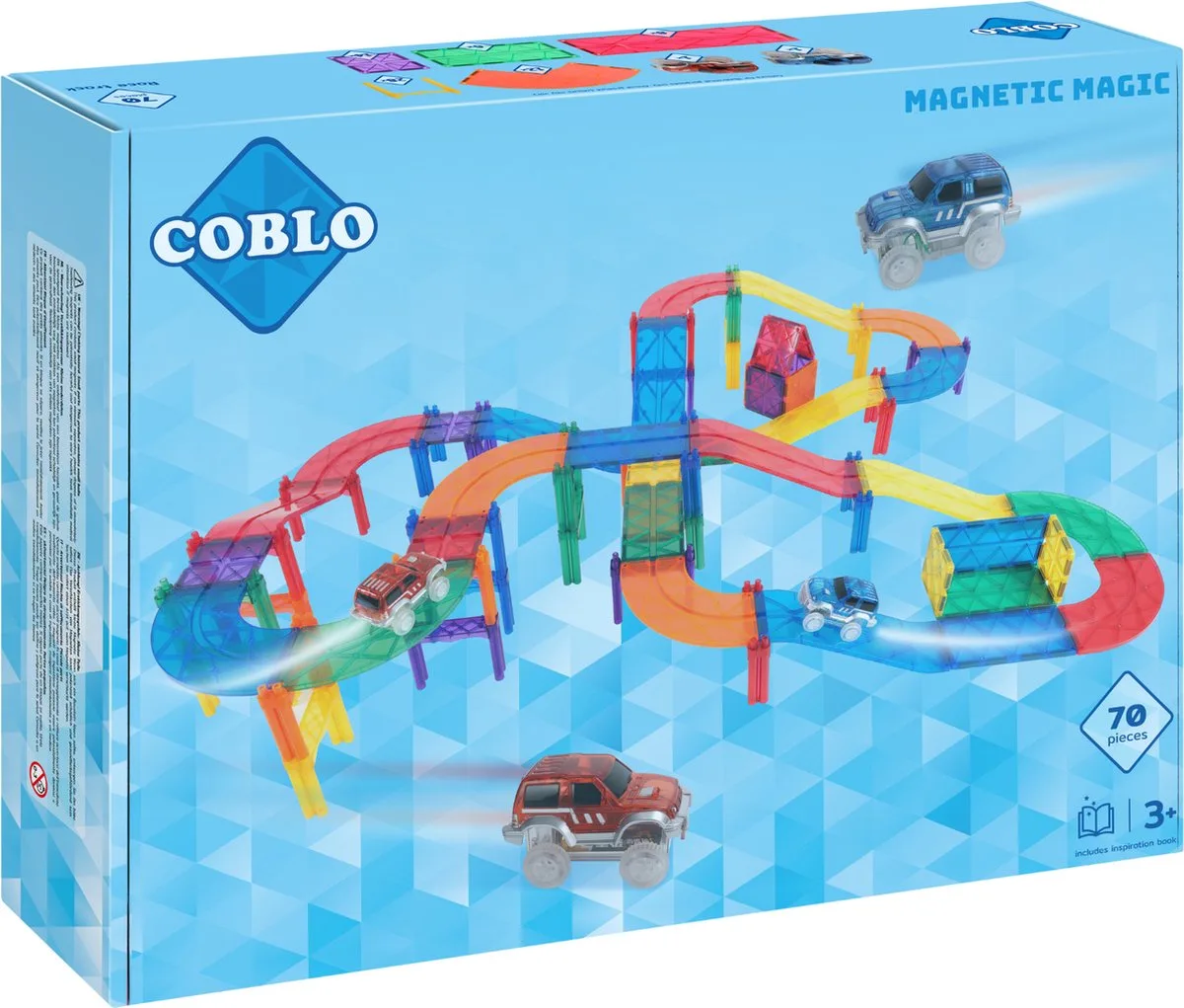 Classic Racebaan 70 stuks - Magnetisch speelgoed - Constructiespeelgoed - Magnetische bouwstenen - Magnetic tiles - Cadeau kind - Speelgoed 3 jaar t/m 12 jaar von Coblo in Mehrfarbig – Produktfoto