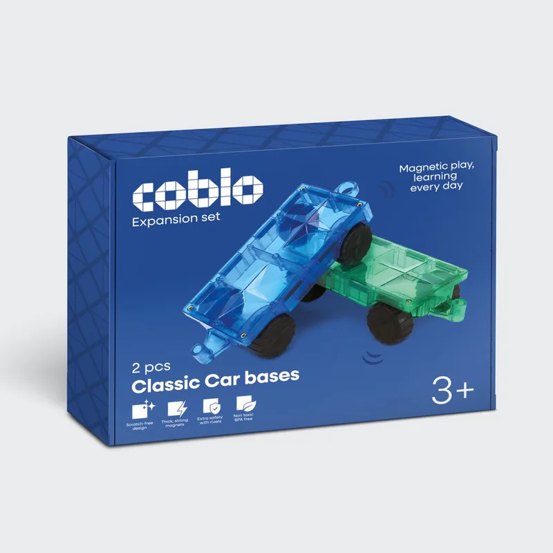 Magnetic Tiles – Auto onderstellen 2 stuks – Uitbreiding voor Magnetische Tegels –Magnetisch speelgoed – Vanaf 3 jaar by Coblo in Classic – product photo