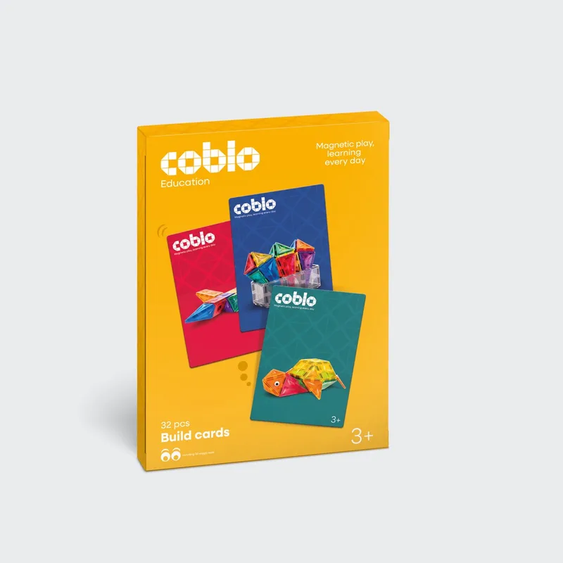Magnetic Tiles Bouwkaarten – 32 stuks – Uitbreiding voor magnetische tegels – Montessori speelgoed– Magnetisch speelgoed – Vanaf 3 jaar van Coblo in Meerkleurig – productfoto