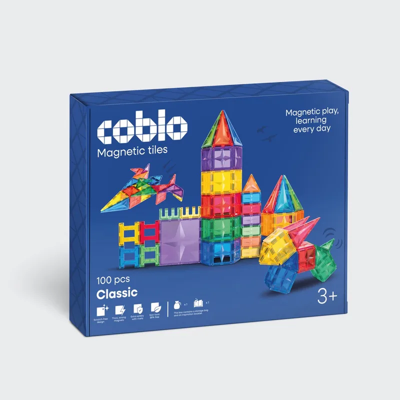 Magnetic Tiles – Classic 100 stuks – Magnetische Tegels – Montesorri Speelgoed - Magnetisch speelgoed – Vanaf 3 jaar by Coblo in Multi Classic – product photo