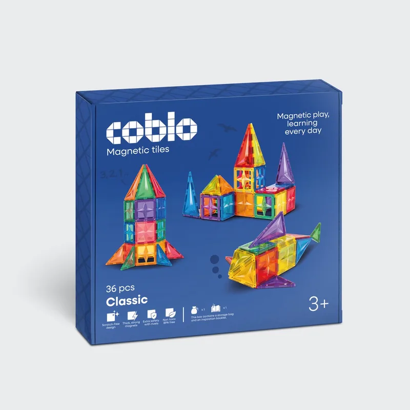 Magnetic Tiles – Classic 36 stuks – Magnetische Tegels – Montesorri Speelgoed - Magnetisch speelgoed – Vanaf 3 jaar by Coblo in Multi Classic – product photo