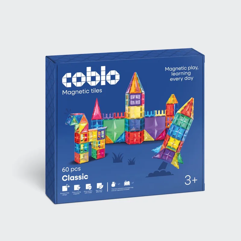 Magnetic Tiles – Classic 60 stuks – Magnetische Tegels – Montesorri Speelgoed - Magnetisch speelgoed – Vanaf 3 jaar by Coblo in Multi Classic – product photo