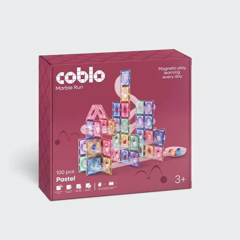 Magnetic Tiles Knikkerbaan – 100 stuks – Magnetische tegels – Knikkerbaan – Magnetisch speelgoed – Vanaf 3 jaar by Coblo in Pastel – product photo