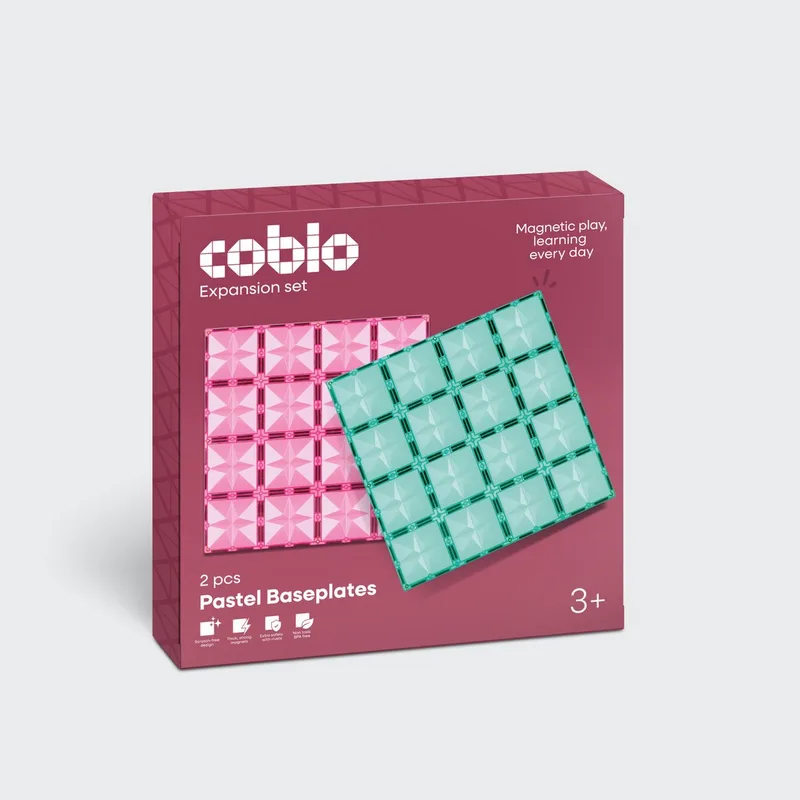 Magnetic Tiles – Pastel Basisplaten 2 stuks – Uitbreiding voor Magnetische Tegels - Magnetisch speelgoed – Vanaf 3 jaar by Coblo in Multi Pastel – product photo