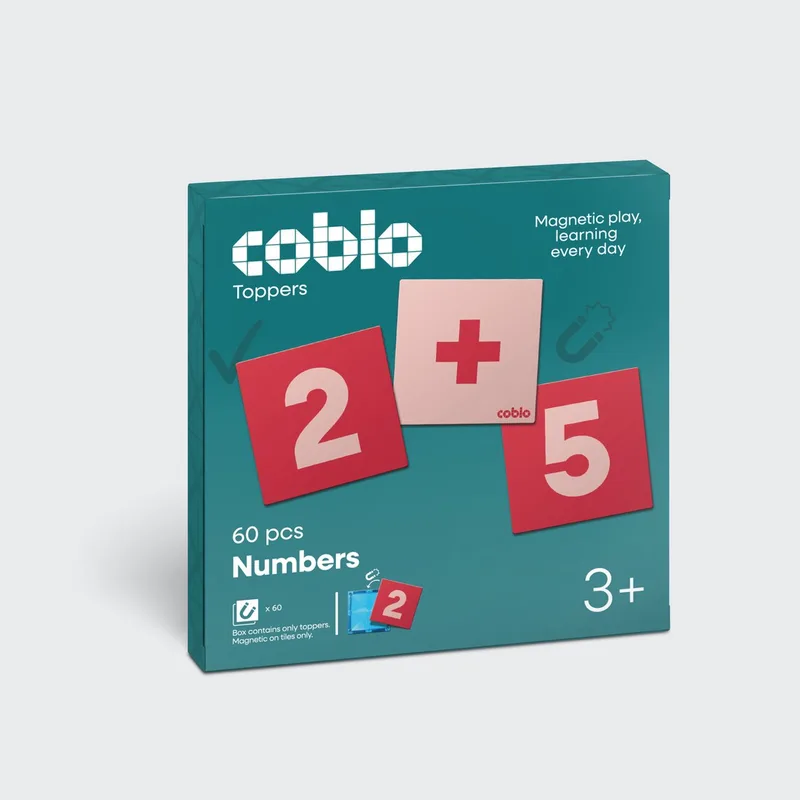 Magnetic Tiles Toppers – Cijfers 60 stuks - Uitbreiding voor Magnetische tegels – Magnetisch speelgoed - Vanaf 3 jaar by Coblo in Multicolour – product photo