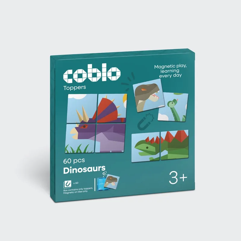 Magnetic Tiles Toppers – Dinosaurus 60 stuks - Uitbreiding voor Magnetische tegels – Magnetisch speelgoed - Vanaf 3 jaar de Coblo en Multicolore – photo du produit