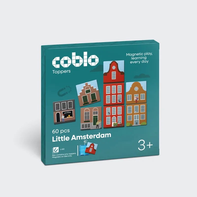 Magnetic Tiles Toppers – Little Amsterdam 60 stuks - Uitbreiding voor Magnetische tegels – Magnetisch speelgoed - Vanaf 3 jaar by Coblo in Multicolour – product photo