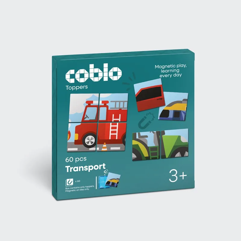 Magnetic Tiles Toppers – Transport 60 stuks - Uitbreiding voor Magnetische tegels – Magnetisch speelgoed - Vanaf 3 jaar fra Coblo i Flerfarvet – produktbillede