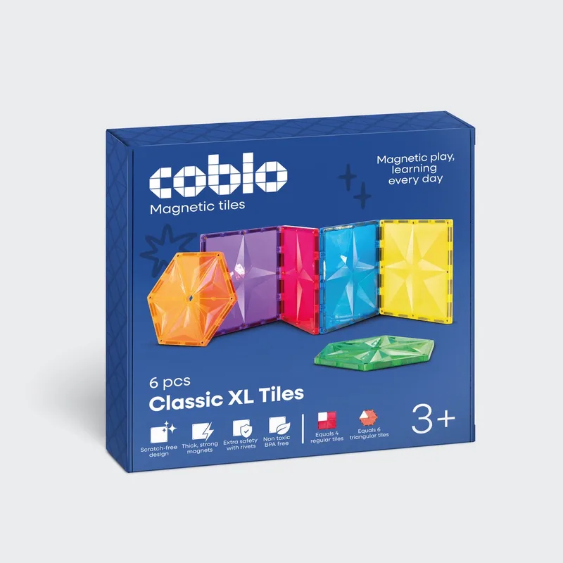 Magnetic Tiles – XL tegels 6 stuks – Uitbreiding voor Magnetische Tegels - Magnetisch speelgoed – Vanaf 3 jaar by Coblo in Multi Classic – product photo