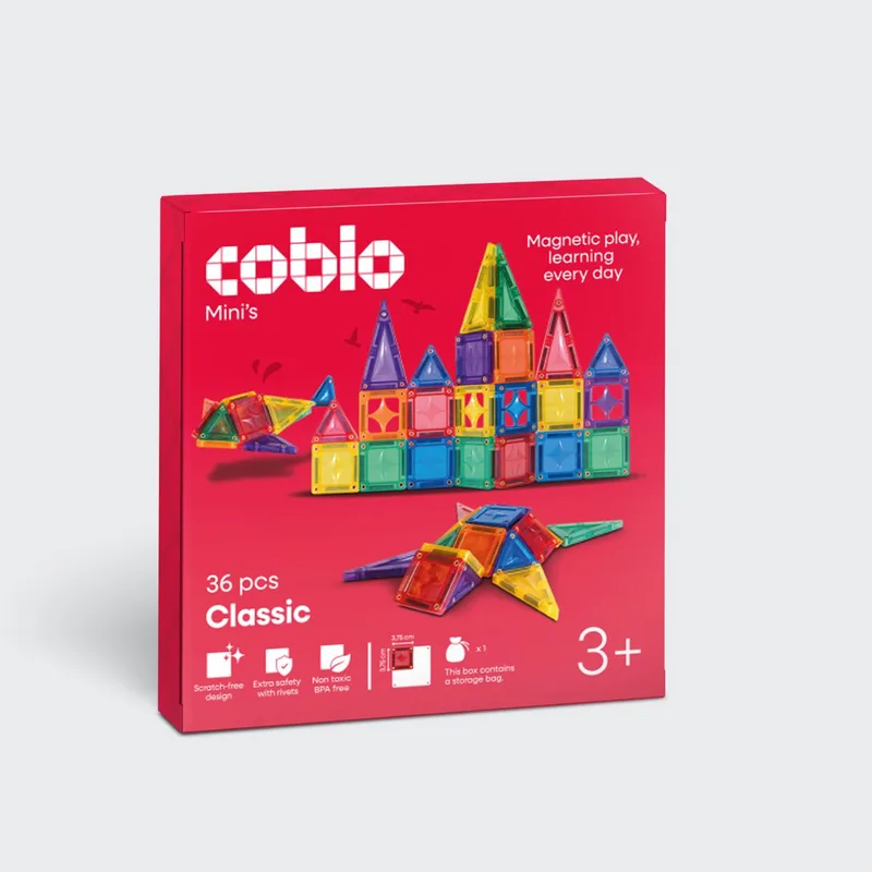 Mini Magnetic Tiles – Classic Mini 36 stuks – Magnetische Tegels – Montesorri Speelgoed - Magnetisch speelgoed – Vanaf 3 jaar by Coblo in Mini's Classic – product photo