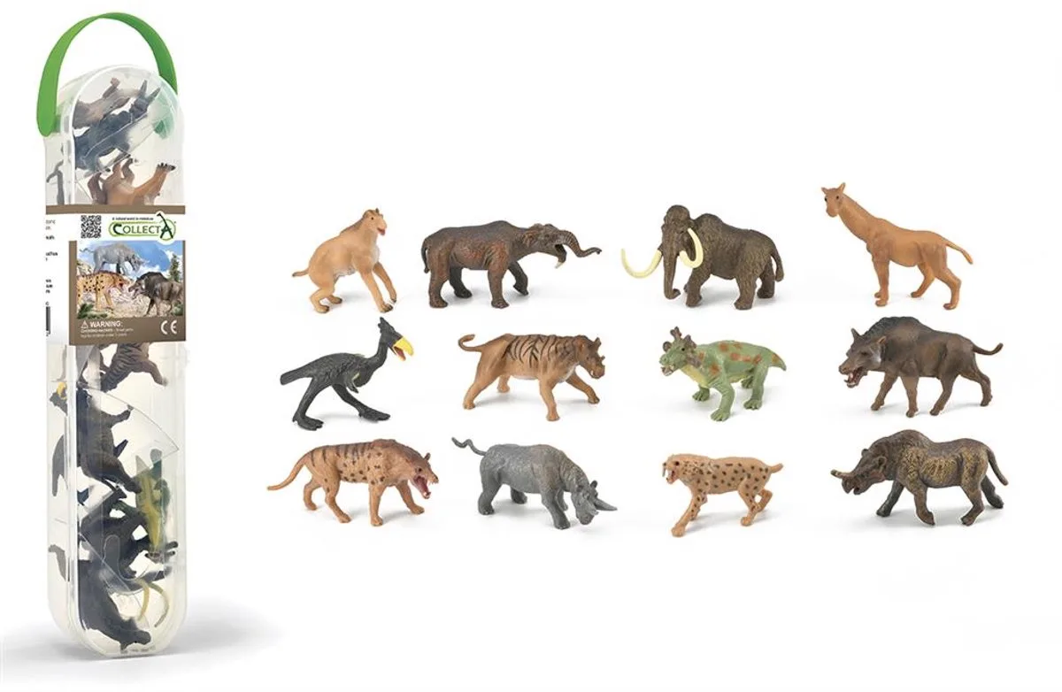 Figurine Mini Set - 12 Prehistorisch Zoodieren - Prehistorie - Handgeschilderd - Miniatuur van Collecta in Meerkleurig – productfoto