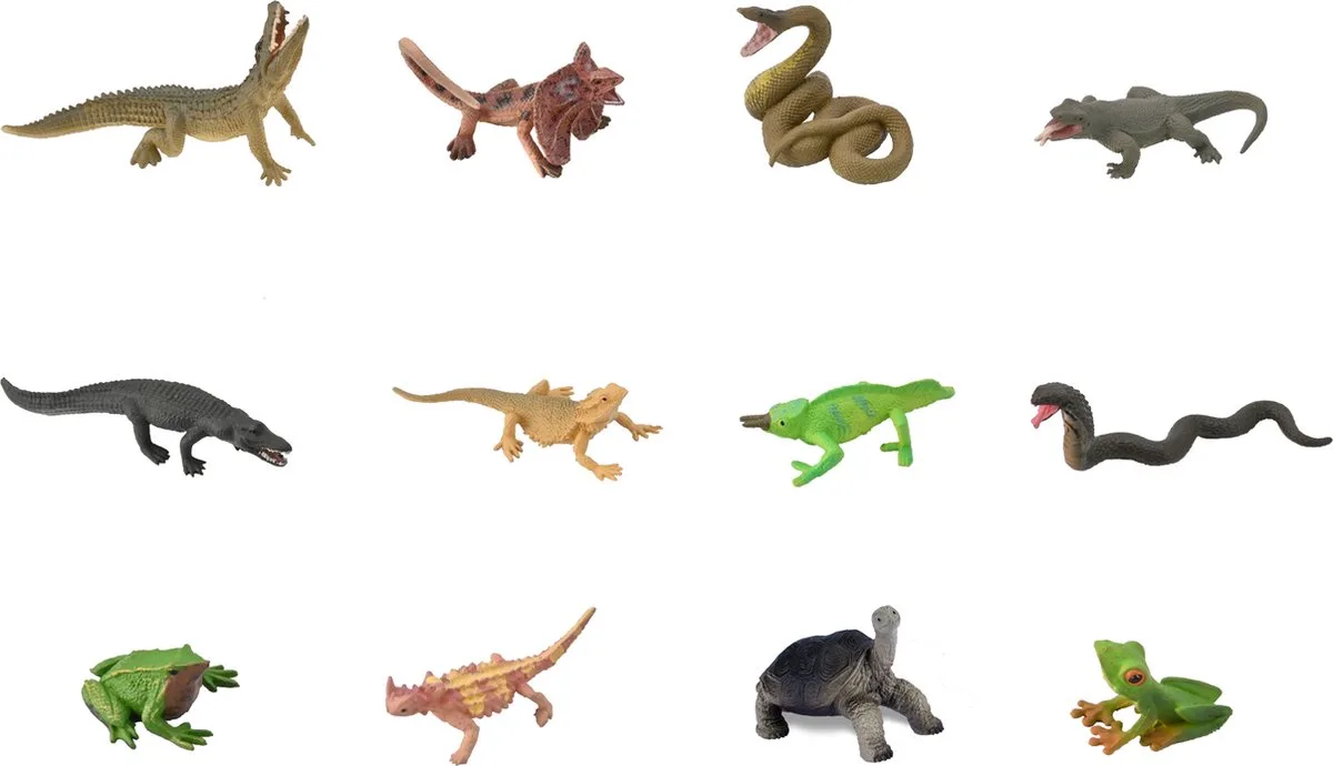 Figurine Mini Set - 12 Reptielen En Amfibieën - Reptielen - Handgeschilderd - Miniatuur van Collecta in Meerkleurig – productfoto