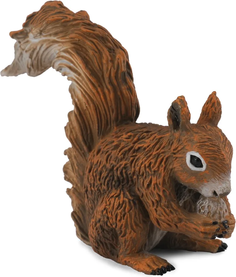 Figurine - Rode Eekhoorn Etend - (S) - Bosdieren - Handgeschilderd - Miniatuur van Collecta in Rood – productfoto