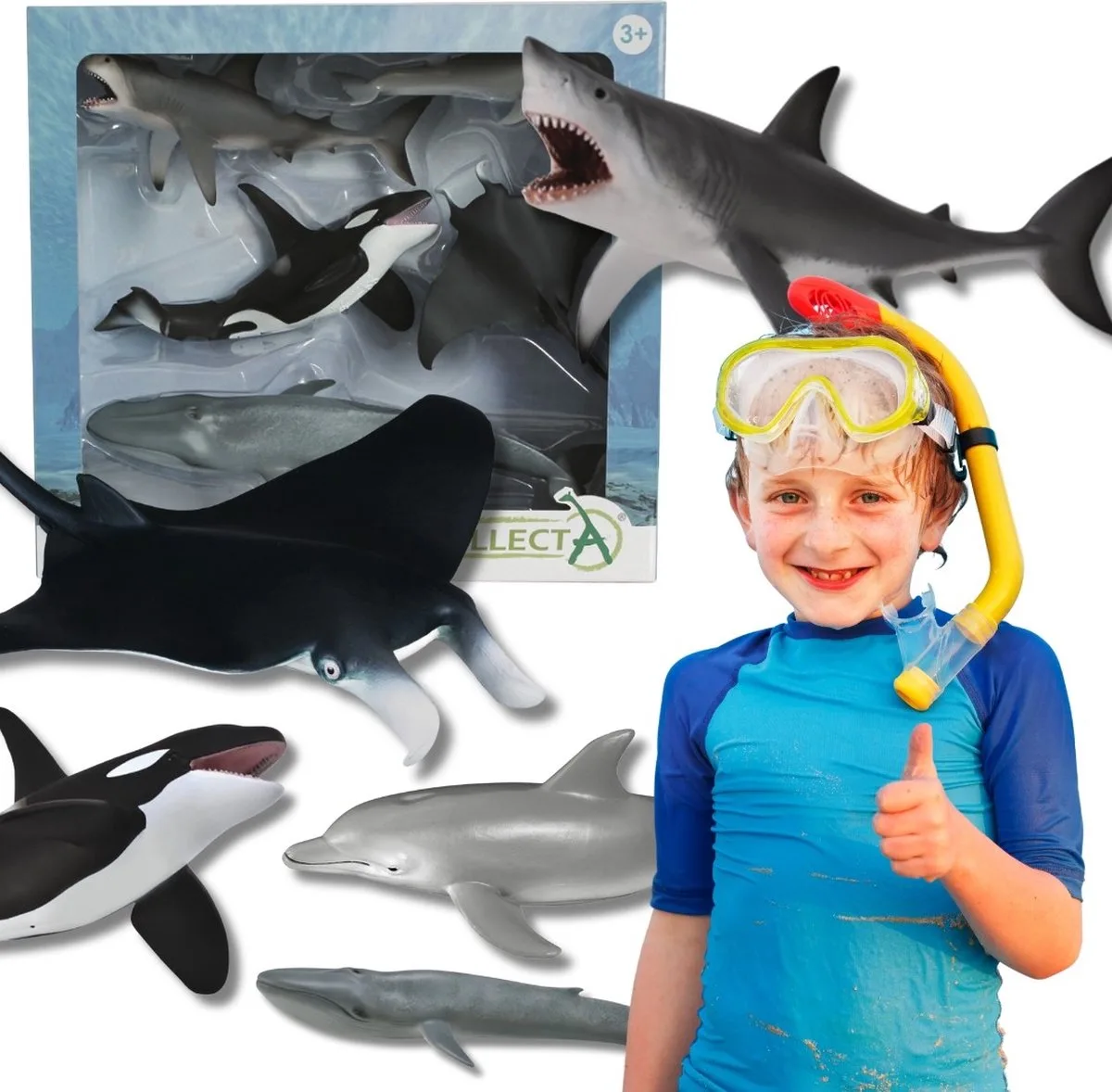 Set kinderfiguren, zeedieren 3+ de Collecta en Bleu – photo du produit