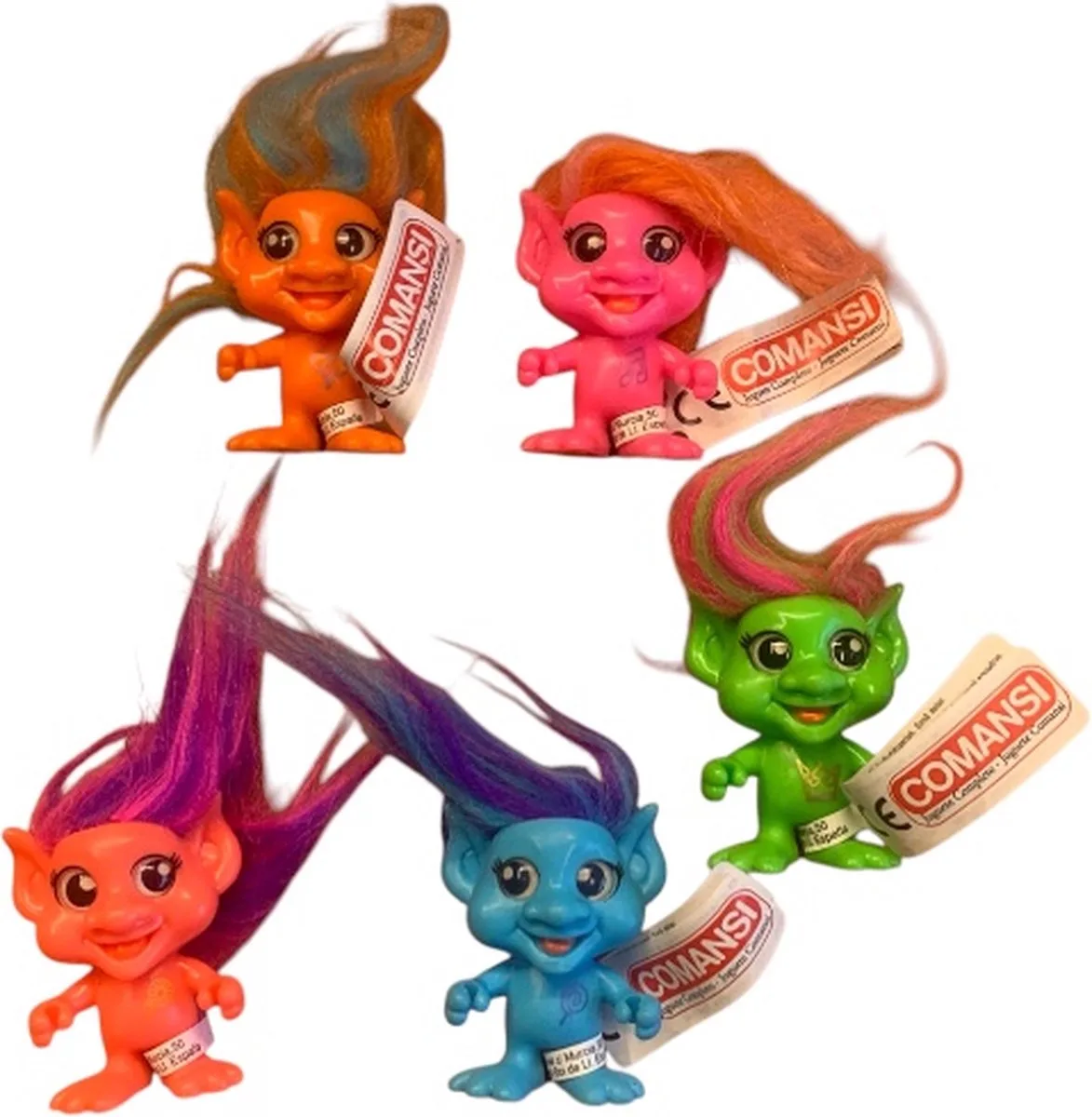5x kleine trollen van de Trollenset figuurtjes (Trolls 5 cm) fra Comansi i Orange – produktbillede