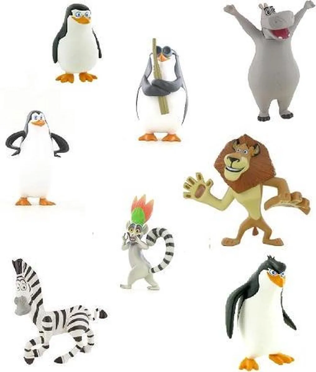 Madagascar Speelfiguren - Alex, Gloria, Julian uit de film - 9 cm fra Comansi i Brun – produktbillede