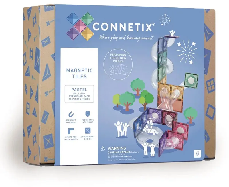 Magnetisch Tegels - Ball Run Pakket - 80 Stuks - Magnetisch Speelgoed de Connetix en Pastel – photo du produit
