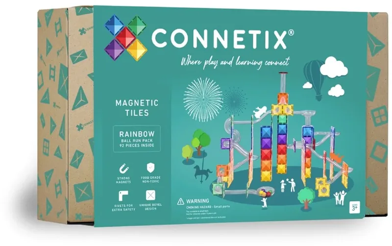 Magnetisch Tegels - Ball Run Pakket - 92 Stuks - Magnetisch Speelgoed by Connetix in Regenboog – product photo