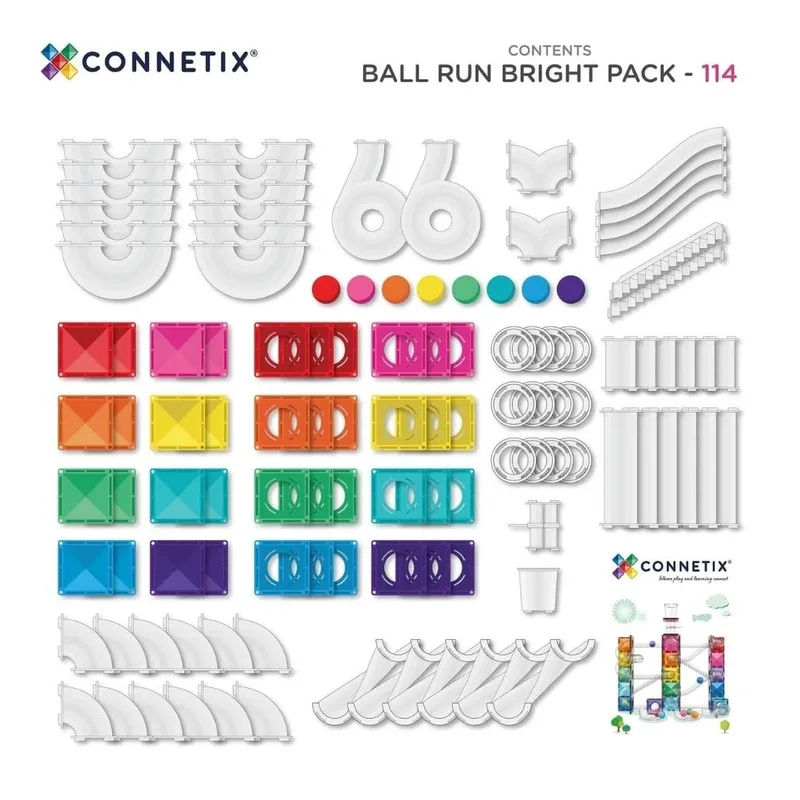 Magnetisch Tegels - Bright Ball Run Pakket - 114 Stuks - Magnetisch Speelgoed by Connetix in Multicolour – product photo 2 of 8