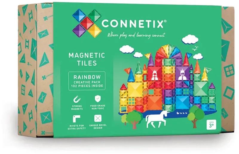 Magnetisch Tegels - Creatief Pakket - 102 Stuks - Magnetisch Speelgoed van Connetix in Regenboog – productfoto