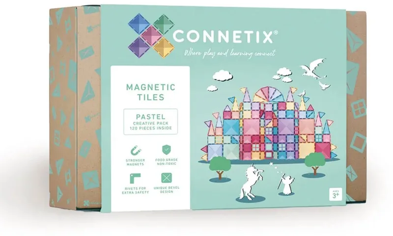Magnetisch Tegels - Creatief Pakket - 120 Stuks - Magnetisch Speelgoed de Connetix en Pastel – photo du produit