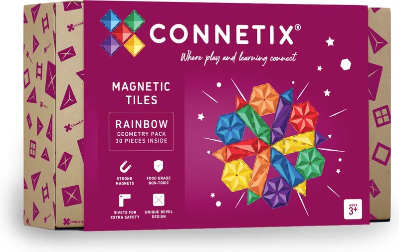 Magnetisch Tegels - Geometrie Pakket - 30 Stuks - Magnetisch Speelgoed fra Connetix i Regenboog – produktbillede