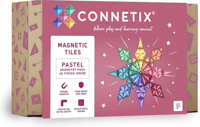 Magnetisch Tegels - Geometrie Pakket - 40 Stuks - Magnetisch Speelgoed by Connetix in Pastel – product photo